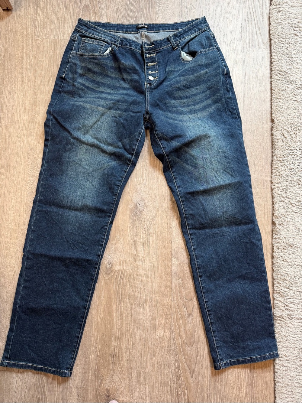 Flamingals Dark Wash Button-Fly Jeans